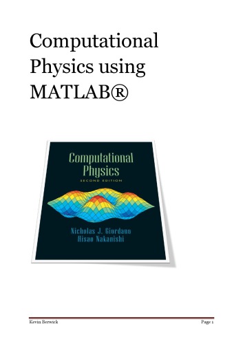 Computational Physics using MATLAB ®
