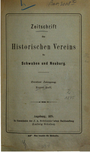 Zeitschrift des Historischen Vereins für Schwaben und Neuburg