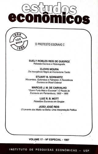 O protesto escravo I (Dossiê da revista 'Estudos Econômicos')