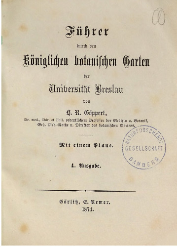 Führer durch den Königlichen Botanischen Garten der Universität Breslau