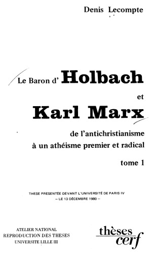 Le Baron d'Holbach et Karl Marx 1.
