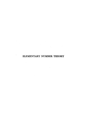 Elementary Number Theory