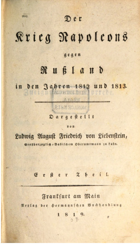 Der Krieg Napoleons gegen Rußland in den Jahren 1812 und 1813