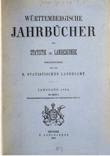 Württembergische Jahrbücher für Statistik und Landeskunde