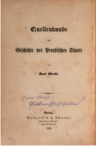 Quellenkunde der Geschichte des Preußischen Staates
