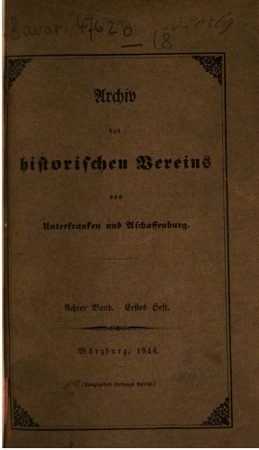 Archiv des Historischen Vereins von Unterfranken und Aschaffenburg