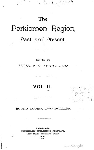 The Perkiomen Region, Past and Present