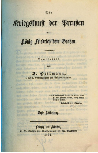 Die Kriegskunst der Preußen unter König Friedrich dem Großen