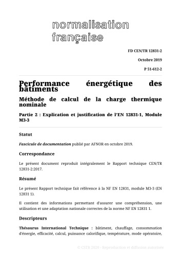 NF P52 - Chauffage central, compteurs d'énergie thermique