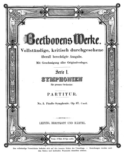 Fünfte Sinfonie op. 67 C-Moll : Partitur