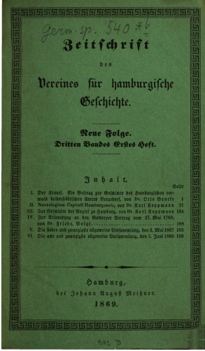 Zeitschrift des Vereins für Hamburgische Geschichte