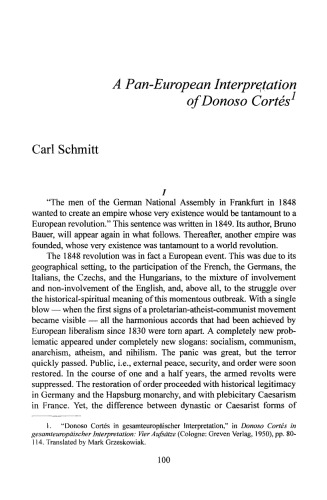 A Pan-European Interpretation of Donoso Cortes issue 125