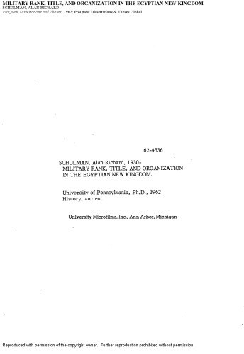 Military rank, title, and organization in the Egyptian New Kingdom