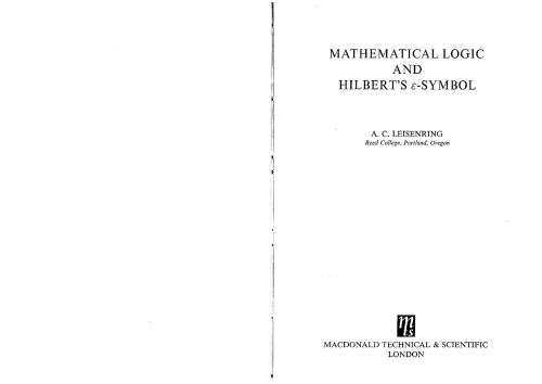 Mathematical Logic and Hilbert's ε-Symbol