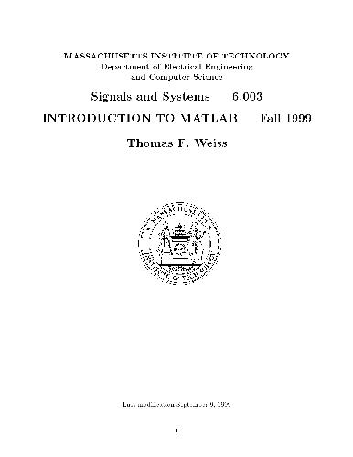 Matlab Tutorial for Systems and Control Theory