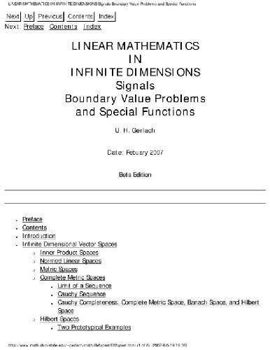 Linear mathematics in infinite dimensions: signals, BVPs, special functions