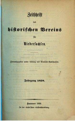 Zeitschrift des Historischen Vereins für Niedersachsen