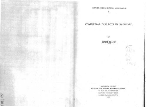 Communal Dialects in Baghdad