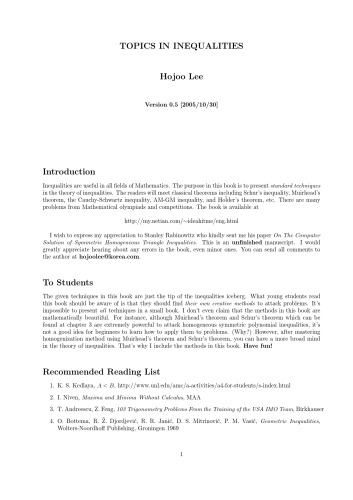 Topics in Inequalities