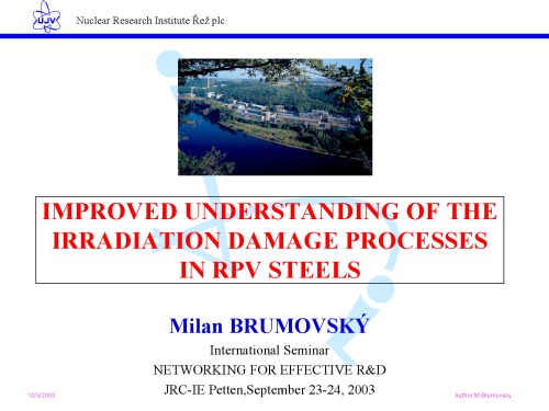 Irradiation Damage Processes in RPV Steels (presentation slides)