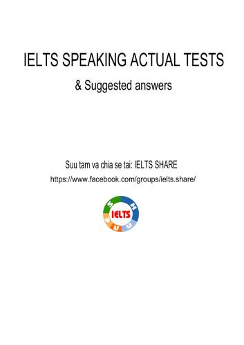 IELTS speaking recent actual test