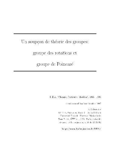 Groupe de rotations et groupe de Poincare