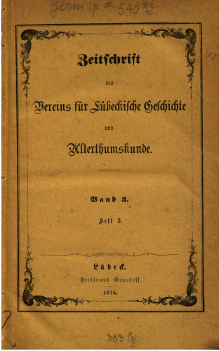 Zeitschrift des Vereins für Lübeckische Geschichte und Altertumskunde