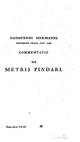 Commentatio de Metris Pindari