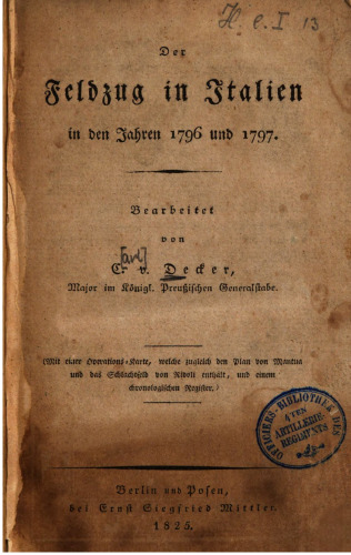 Der Feldzug i Italien in den Jahren 1796 und 1797