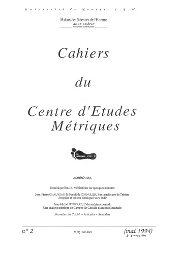 Cahiers du Centre d’Études Métriques