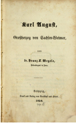 Karl August, Groß-Herzog von Sachsen-Weimar