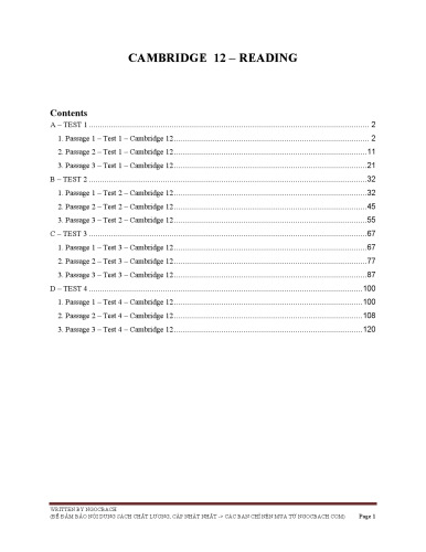 Giải thích Cambridge IELTS 12 - Reading