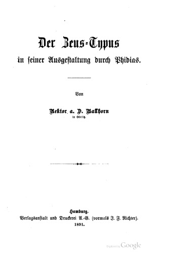Der Zeus-Typys in seiner Ausgestaltung durch Phidias