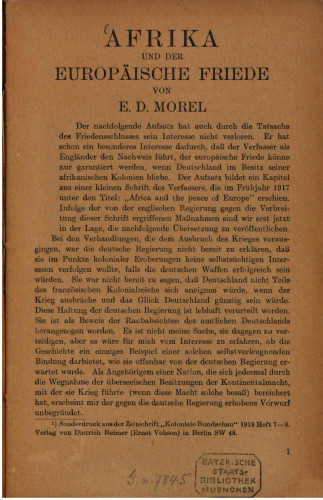Afrika und der europäische Friede