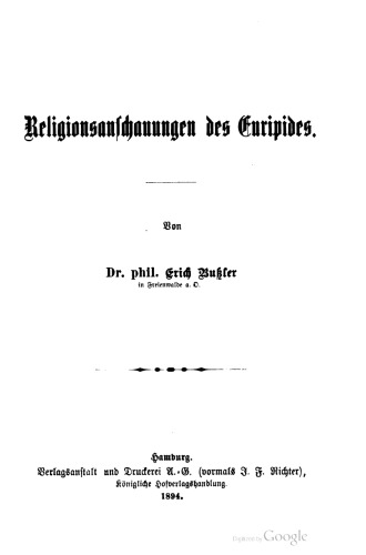 Religionsanschauungen des Euripides