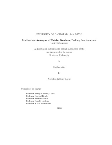 Multivariate Analogues of Catalan Numbers, Parking Functions, and their Extensions
