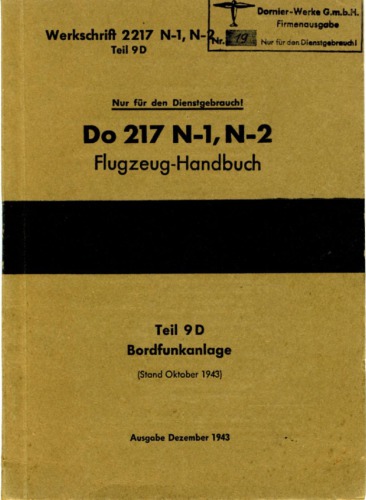 Aircraft Manual - Do-217 N-1 N-2 Tei 9 Bordfunkanlage