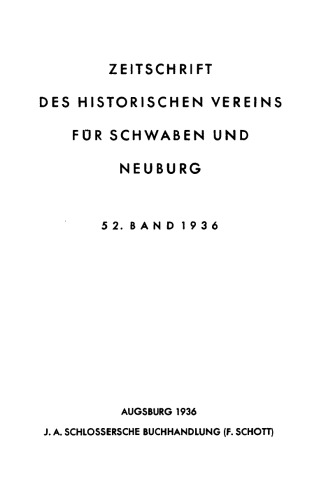 Zeitschrift des Historischen Vereins für Schwaben und Neuburg