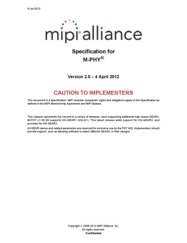 MIPI Specification for M-PHY Version 2.0
