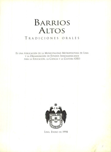 Barrios Altos (Lima). Tradiciones orales