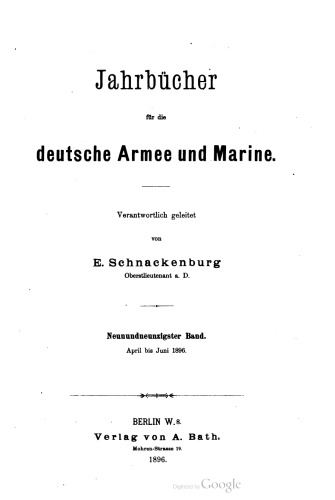 Jahrbücher für die Deutsche Armee und Marine / April bis Juni 1896