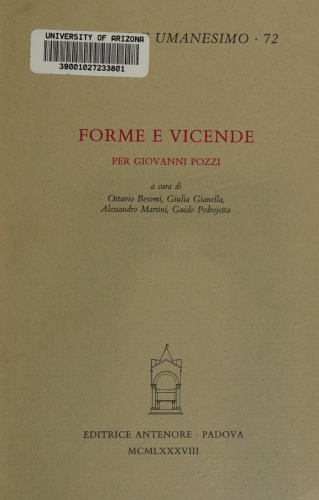 Forme e vicende: per Giovanni Pozzi