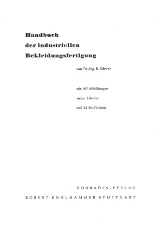 Handbuch der industriellen Bekleidungsfertigung