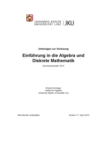 Einführung in die Algebra und Diskrete Mathematik [Lecture notes]
