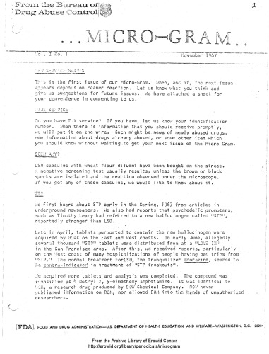 Drug Enforcement Administration Microgram Bulletin , 1967-1970