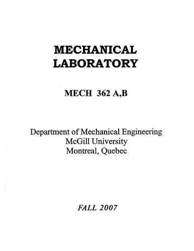 Mechanical Laboratory Manual (Mech 362 A, B)