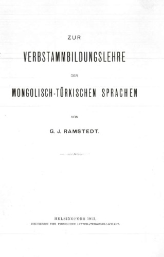 Zur Verbstammbildungslehre der mongolisch-türkischen Sprachen