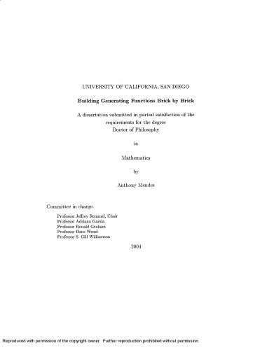 Building Generating Functions Brick by Brick