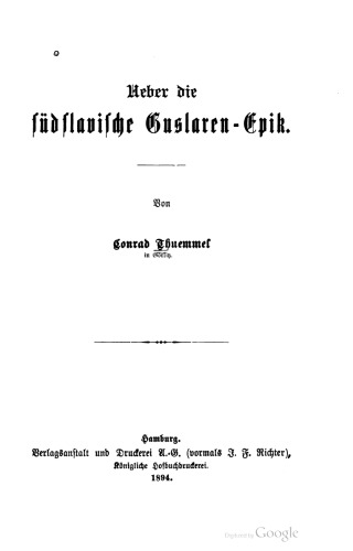 Über die südslawische Guslaren-Epik
