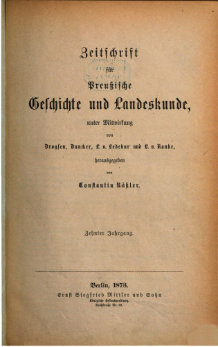 Zeitschrift für preussische Geschichte und Landeskunde
